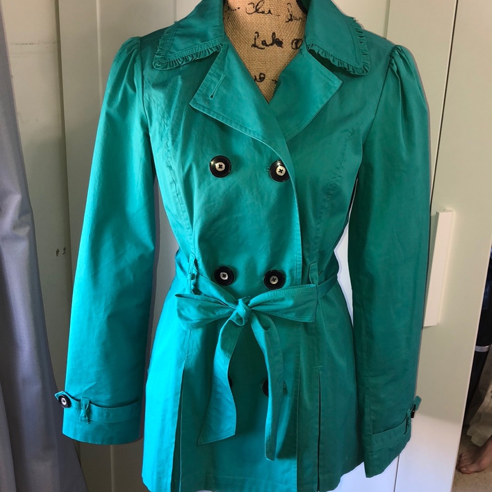 Candies Green Cotton Double Breasted Trench Coat